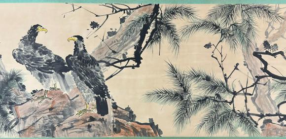 東京蕓術(shù)齊白石 松鷹圖長卷 