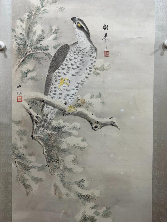 東京蕓術王雪濤；謝稚柳合作 贏擊圖 立軸紙本設色