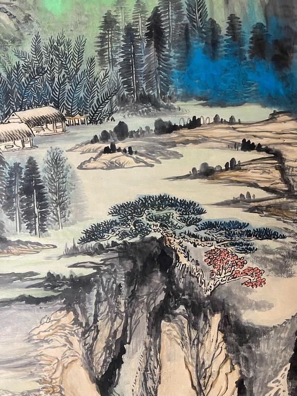 東京蕓術張大千 高山圖 立軸紙本設色