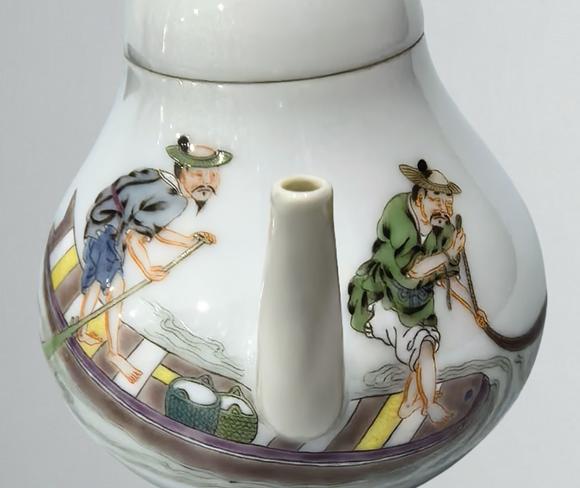 東京蕓術(shù)清雍正  粉彩人物捕魚圖壺
