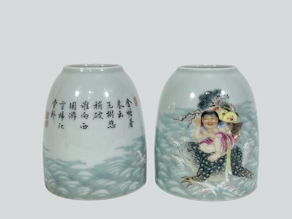 東京蕓術(shù)大清雍正 粉彩劉海戲金蟾人物水罐