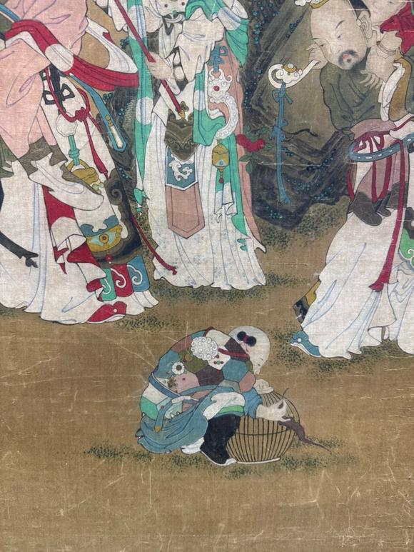 東京蕓術唐寅 多子多福圖 絹本立軸