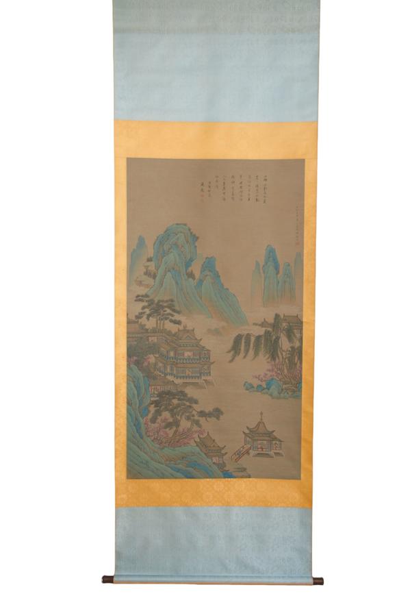 東京蕓術(shù)張擇端 云山高閣圖 立軸絹本設(shè)色