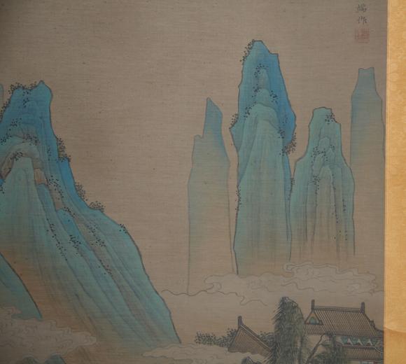 東京蕓術(shù)張擇端 云山高閣圖 立軸絹本設(shè)色