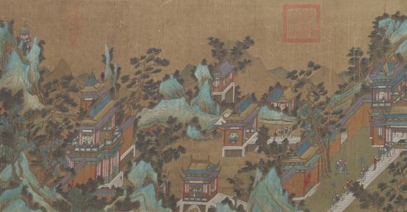 東京蕓術(shù)展子虔 隋代 瓊樓春游圖卷 手卷絹本設(shè)色
