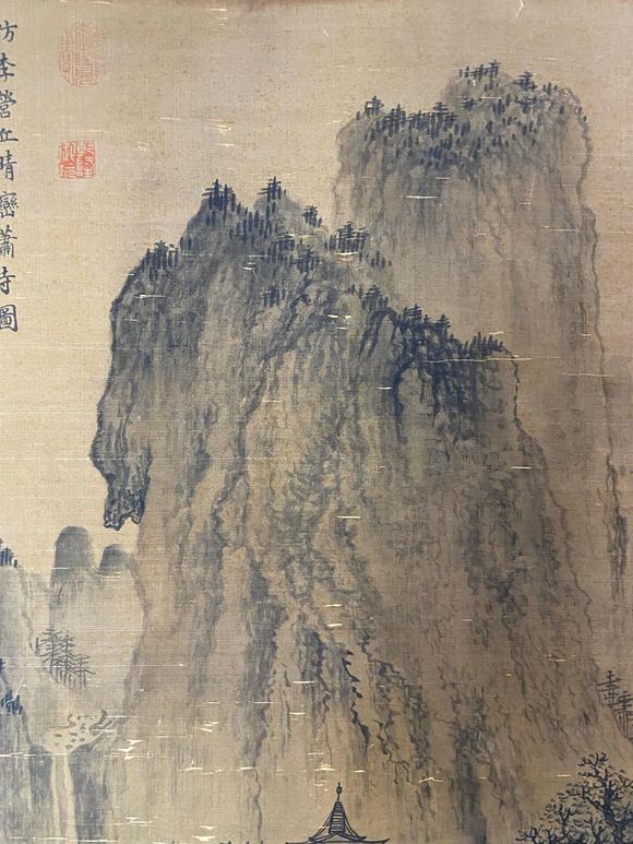 東京蕓術(shù)元 黃公望 晴巒蕭寺圖 絹本綾裱立軸