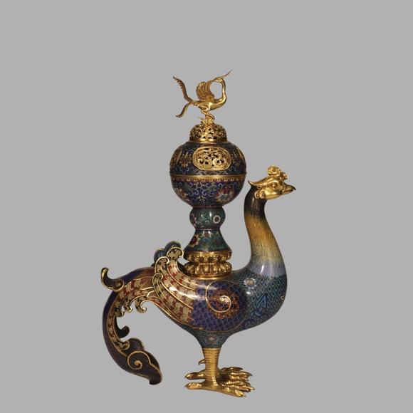 東京蕓術(shù)清 銅胎景泰藍(lán)掐絲琺瑯天雞尊