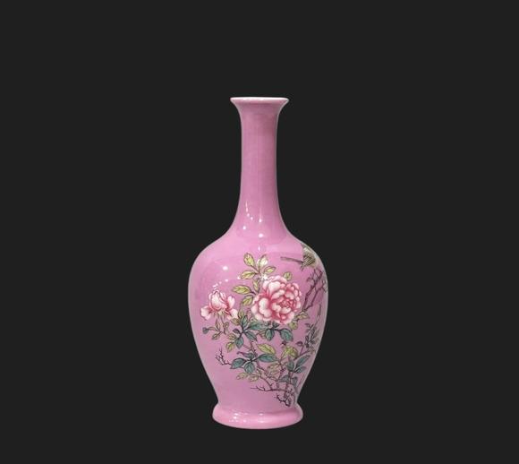 東京蕓術(shù)清雍正 琺瑯彩胭脂水花鳥詩文小瓶