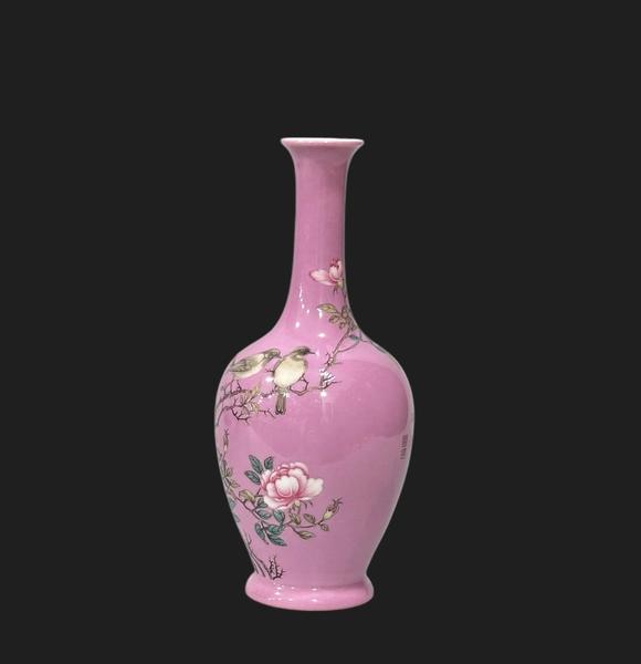 東京蕓術(shù)清雍正 琺瑯彩胭脂水花鳥詩文小瓶