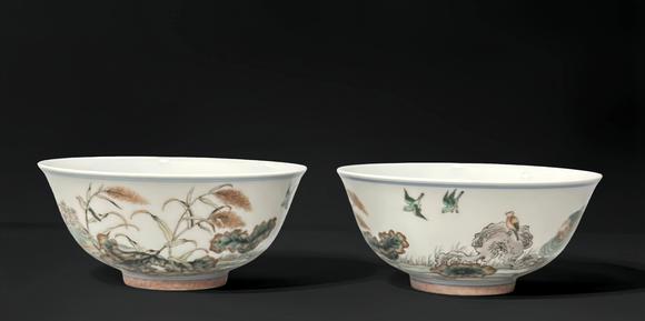 東京蕓術(shù)康熙 五彩花鳥紋碗