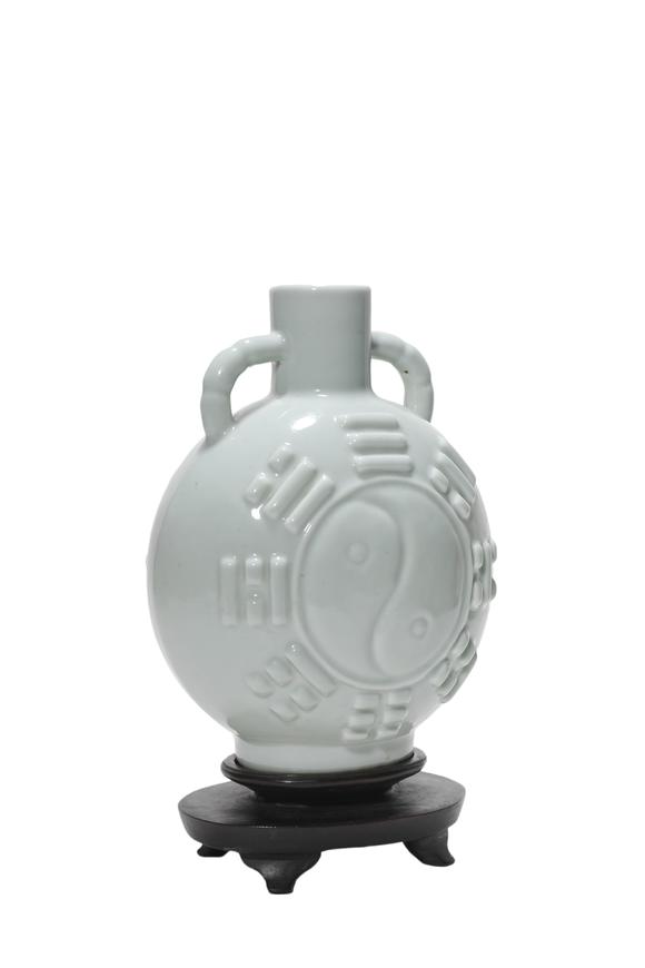 Castle AuctionA Light Celadon Bag Vase with Taiji Trigram Relief, 18th–19th C Pr.