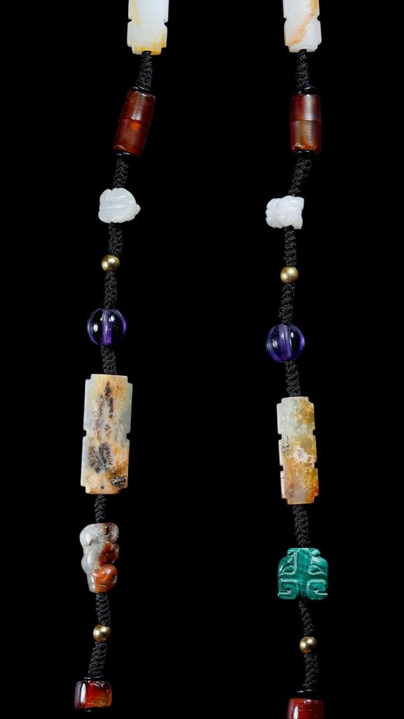Castle AuctionA Multi-Coloured Hardstone Bead Necklace, Han, Circa 2nd C BC–2nd C AD Pr.