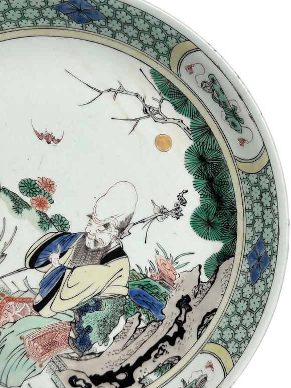 Castle AuctionA Chinese plate of Famille Verte figures, Kang Xi Pr. 