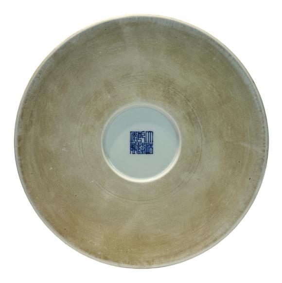 Castle AuctionA Chinese Famille Rose brush pot with landscape figure decoration, Qian Long Pr. 