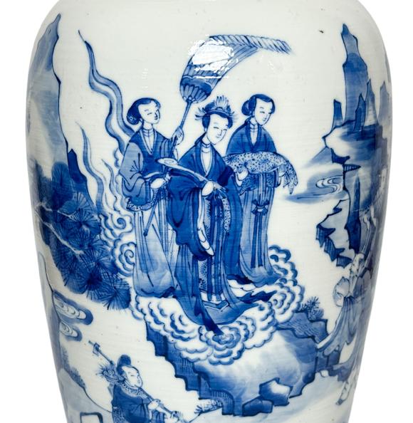 Castle AuctionA Chinese blue and white depicting figure vase, Kang Xi Pr. 