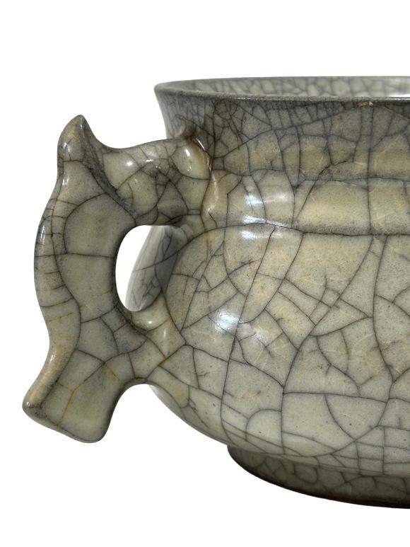 Castle AuctionA Chinese Ge-glazed censor with double-handlers, Ming Dynasty Pr. 
