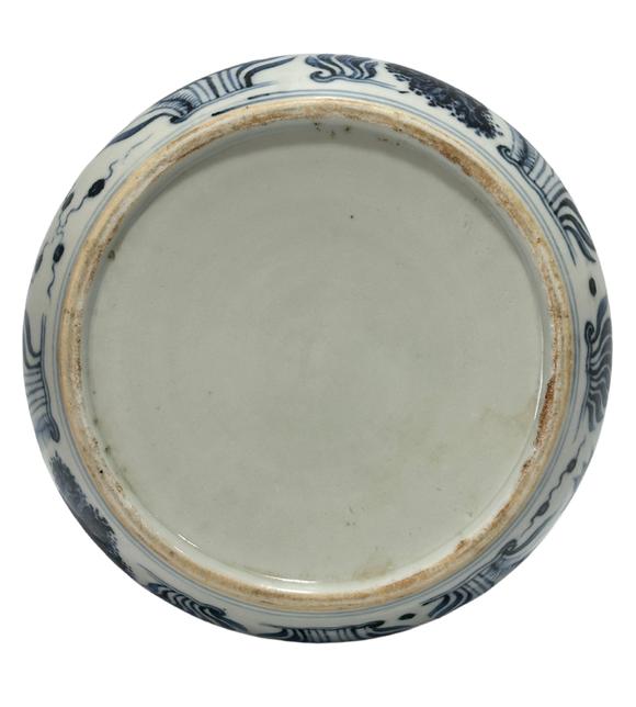 Castle AuctionA Chinese rare shape Blue and white jar with fish and algae patterns, Ming Dynasty Pr.  
