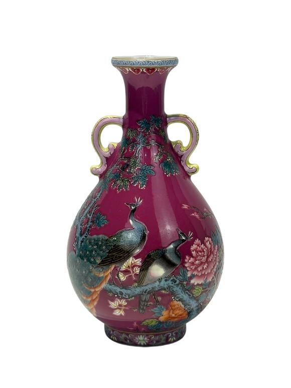 Castle AuctionA Chinese rouge-red background vase, Qian Long Pr. 