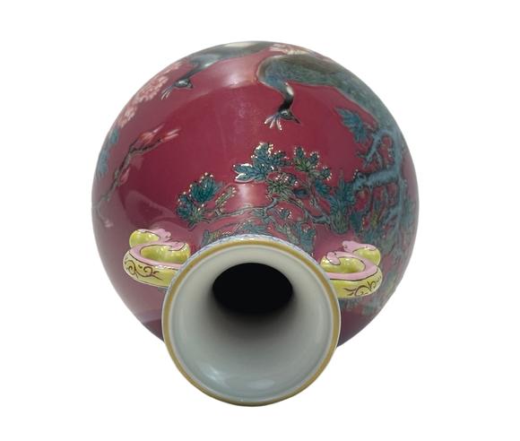 Castle AuctionA Chinese rouge-red background vase, Qian Long Pr. 