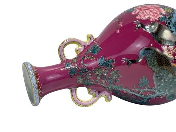 Castle AuctionA Chinese rouge-red background vase, Qian Long Pr. 