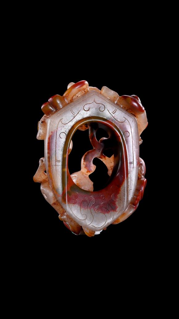Castle AuctionA Red and Pale Jade Chilong Dragon Carving, Han, Circa 2nd C BC–2nd C AD Pr.