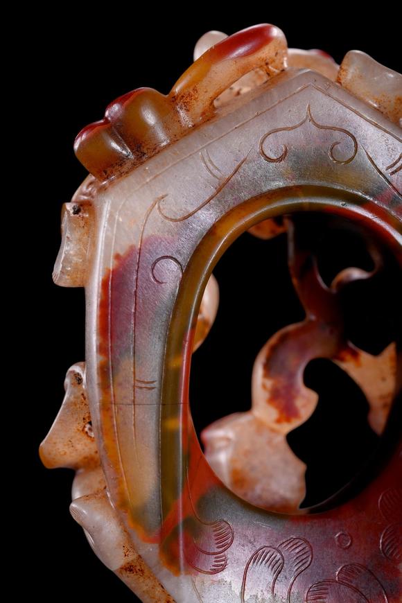 Castle AuctionA Red and Pale Jade Chilong Dragon Carving, Han, Circa 2nd C BC–2nd C AD Pr.