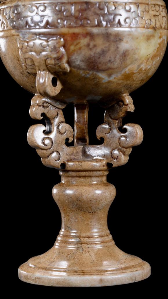 Castle AuctionA Calcified Brown Jade Boshan Censer, Han, Circa 2nd C BC–2nd C AD Pr.