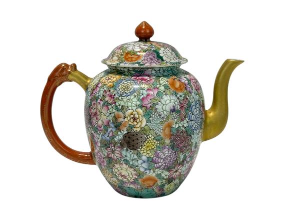 Castle AuctionThe famille rose and flowers décor teapot, Qian Long Pr. 