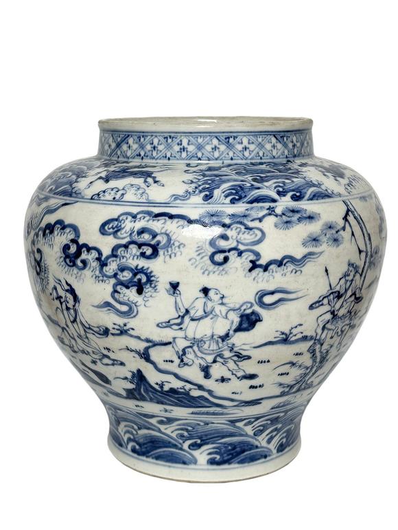 Castle AuctionA Chinese Blue and white figure jar, Ming Dynasty Pr. 