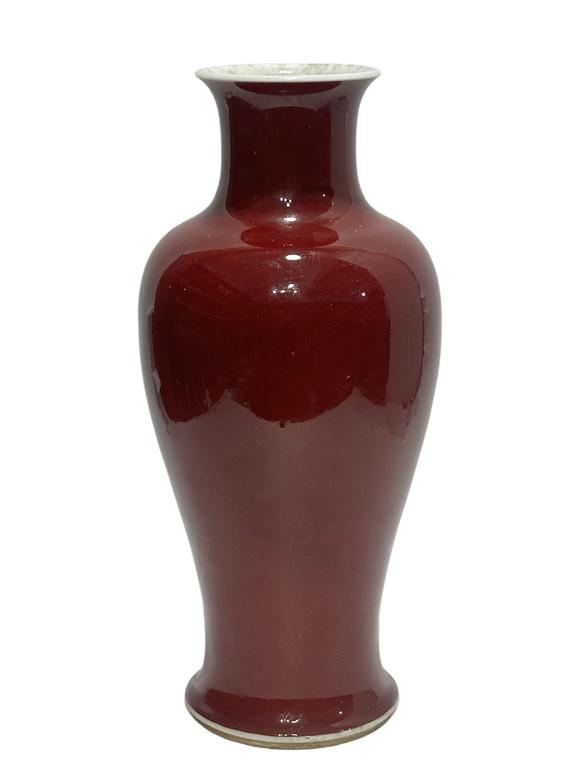 Castle AuctionA Chinese Lang ware red vase, Kang Xi Pr. 
