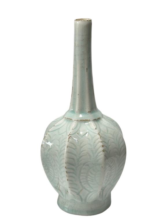 Castle AuctionA Chinese rare shape vase with pointed neck, Ming Dynasty Pr. or earlier.