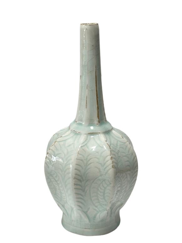 Castle AuctionA Chinese rare shape vase with pointed neck, Ming Dynasty Pr. or earlier.
