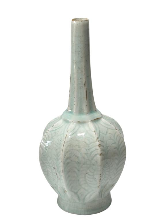 Castle AuctionA Chinese rare shape vase with pointed neck, Ming Dynasty Pr. or earlier.