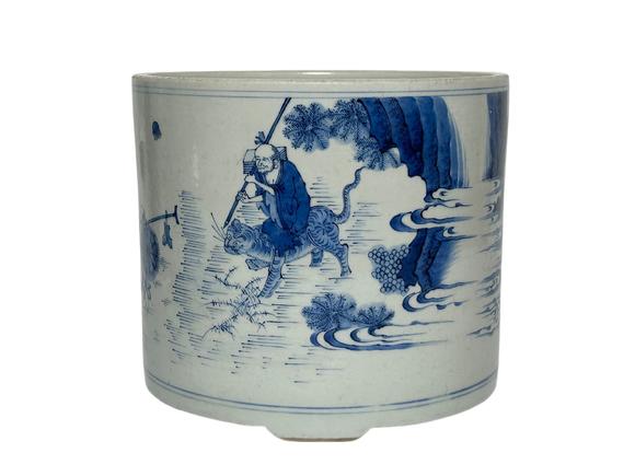 Castle AuctionA Chinese blue and white figure incense burner, Kang Xi Pr. 