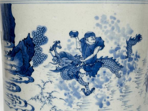 Castle AuctionA Chinese blue and white figure incense burner, Kang Xi Pr. 