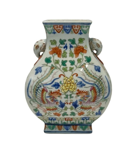 Castle AuctionA Chinese Doucai elephant-eared vase, Qing Dynasty Pr. 