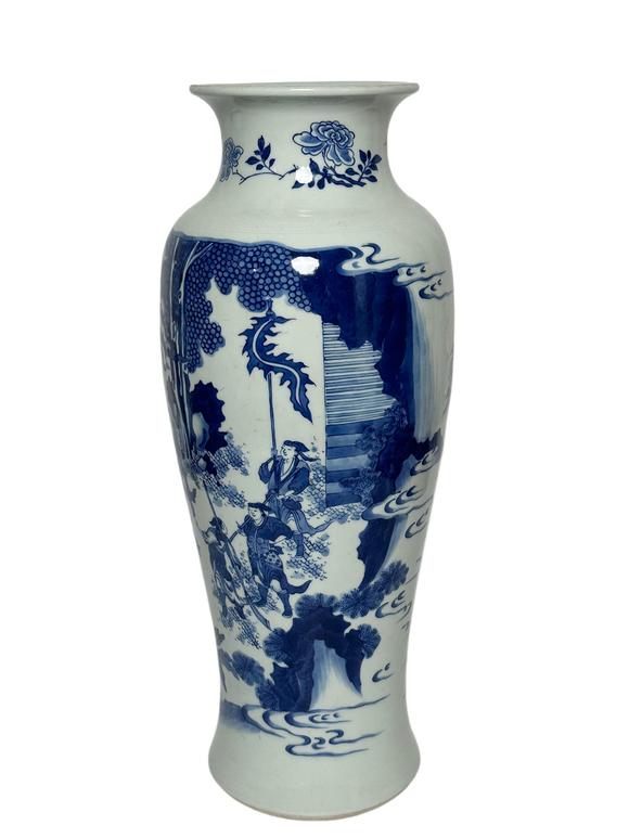 Castle AuctionA Chinese blue and white figure tube vase, Kang Xi Pr. 