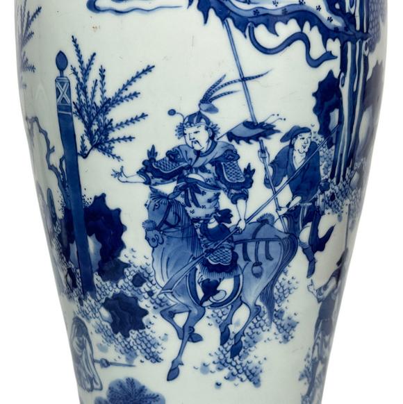 Castle AuctionA Chinese blue and white figure tube vase, Kang Xi Pr. 