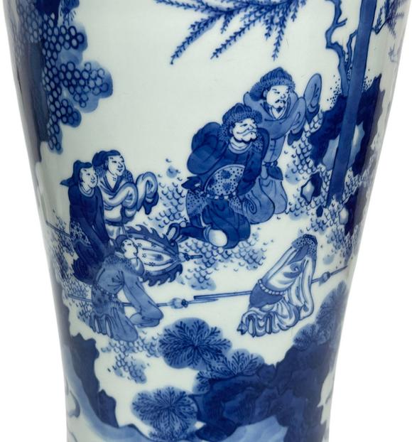 Castle AuctionA Chinese blue and white figure tube vase, Kang Xi Pr. 