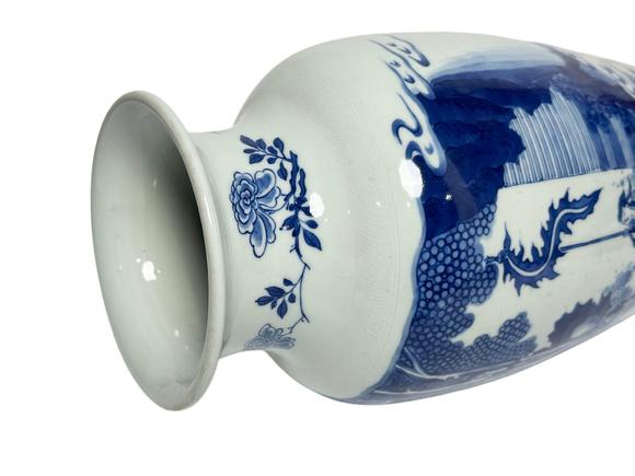 Castle AuctionA Chinese blue and white figure tube vase, Kang Xi Pr. 