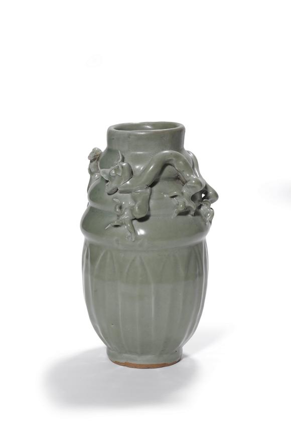 Castle AuctionA Longquan Celadon Dragon Relief Vase, 13th–14th C Pr.