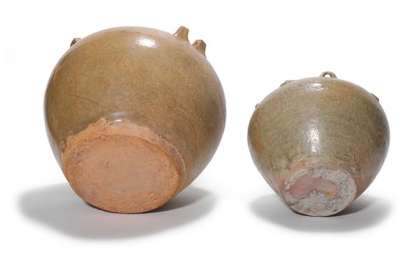 Castle AuctionA Pair of Yue Kiln Multi-Lug Jars, 3rd–6th C Pr.