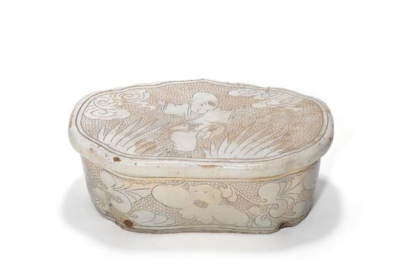 Castle AuctionA Cizhou Kiln Incised Boy and Floral Pillow, 12th–13th C Pr.