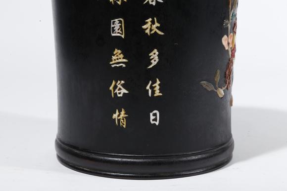 弘楊株式會(huì)社紫檀木雕百寶嵌筆筒