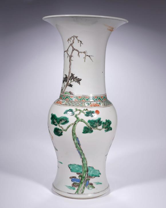 Cascade'sQing Kangxi colorful and colorful Zhaojun out of the fortress Feng Wei Zun | 清康熙 五彩加彩昭君出塞鳳尾尊