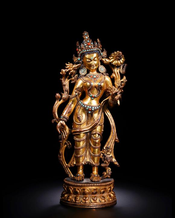 Cascade'sClear copper and gilt gold are not empty to achieve Buddha. | 清 銅鎏金不空成就佛