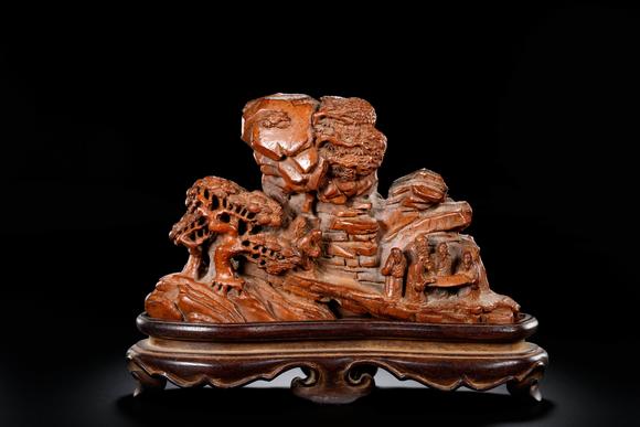 Cascade'sBamboo carving landscape figure Shanzi in Qing Dynasty | 清 竹雕山水人物山子