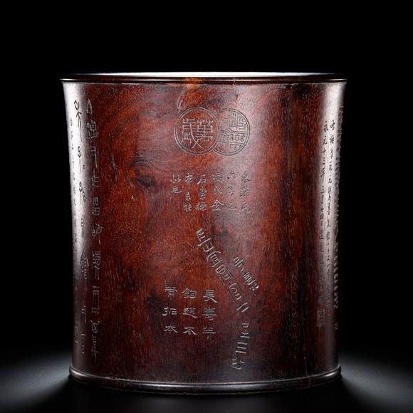 Cascade'sPencil holder for carving poems on Qing rosewood | 清 紫檀刻詩文筆筒