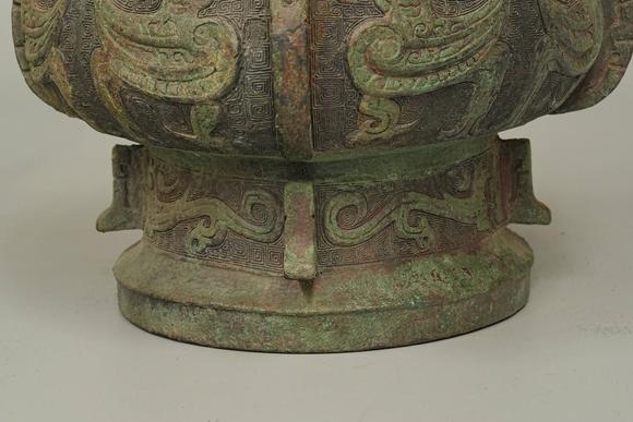 京都祇園會(huì)拍賣商 青銅鳳紋提梁卣 六字銘文日本桐箱附