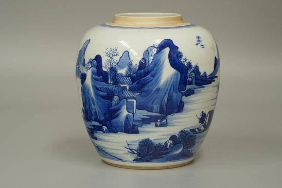 京都祇園會拍賣清 康熙青花罐 日本桐箱附 本物保證
